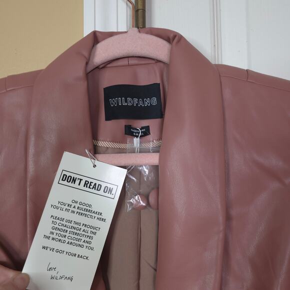 Wildfang Empower Vegan Leather Tux Blazer Rose Brown Size S - Picture 8 of 9